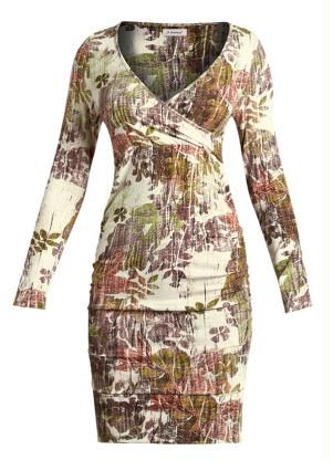 Vestido Decote V Transpassado Estampa Tropical