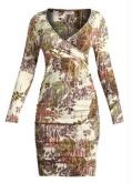 Vestido Decote V Transpassado Estampa Tropical