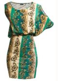 Vestido Drapeado Estampa de Lenço