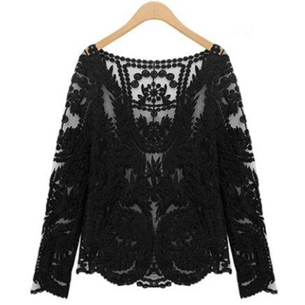 Blusa Rendada Manga Longa