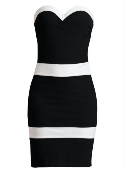Vestido Preto e Branco Tomara que Caia